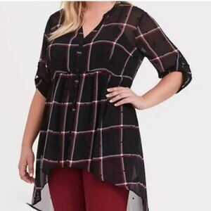 NWOT Torrid Lexie Sheer High-Low Button Up Blouse Size 5X (26/28)